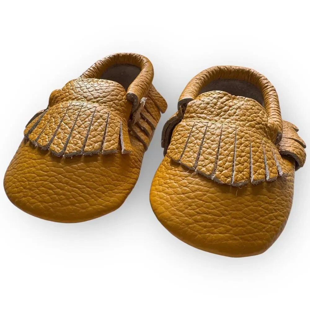 NWT Genuine Leather Baby Moccasins – Classic Tan Fringe - 12-18 Months